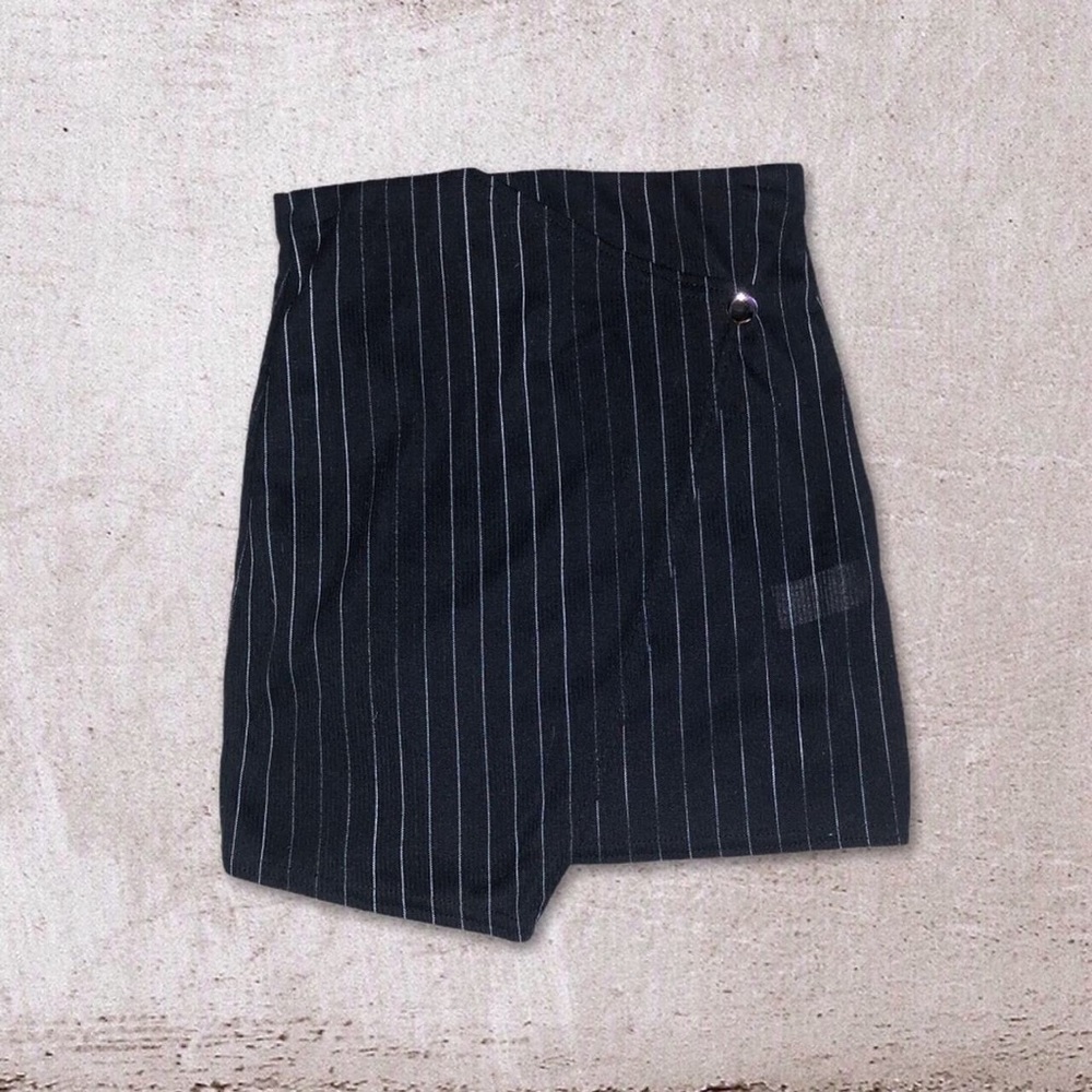 PLT pinstripe wrap skirt